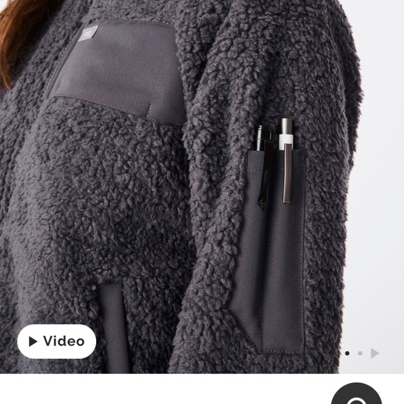 Figs On shift Sherpa Coffee brown jacket Med - Picture 2 of 6